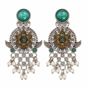 Fabricant Vérifié Boucles d'Oreilles Florales en Argent Oxydé avec Sertissage Clos Fournisseur en Gros de Bijoux pour Femmes Fournisseur Direct d'Usine - Product Image 1