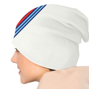 Unisex Acrylic Beanie Hat With Striped Design Black White Blue Red Casual <b>Winter</b> <b>Cap</b> For Adults 56-58CM - Product Image 3