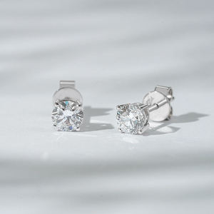 Pendientes de Diamantes Cultivados en Laboratorio de Oro Sólido de 18K Unisex, Modernos, Solitarios, para Boda, Compromiso, Aniversario, Fiesta, Joyería Fina - Product Image 2