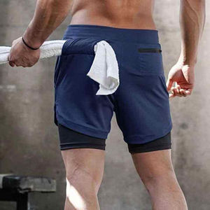 Shorts de sport double couche pour hommes, shorts de fitness pour hommes, shorts de sport 2 en 1 pour la salle de sport, entraînement, séchage rapide, jogging, double couche, été - Product Image 2