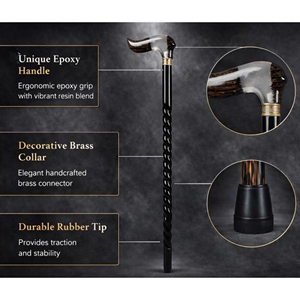 Vintage Style Wooden Walking Cane with Comfortable Handle Strong Wooden Walking Staff for Outdoor Trekking - Product Image 4