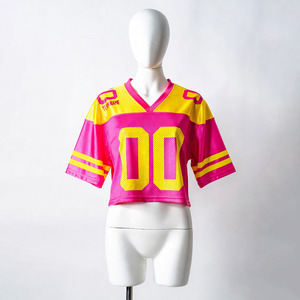 Camiseta de fútbol americano de alta calidad con hombros caídos, estampado por transferencia térmica, de malla, estilo boxy, corta, para rugby - Product Image 1