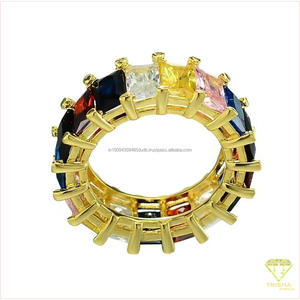 Anillo de banda completa de lujo de plata de ley 925 con moissanita y detalles de piedra rectangular brillante para compra al por mayor de joyería - Product Image 4