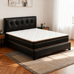 Materasso King Size 12 Pollici, Supporto Medio-Rigido, Design a Molle Insacchettate, Finitura Nera e Oro, Traspirante e Rinfrescante, Rivestimento Bianco, Funzione di Compressione - Product Image 5