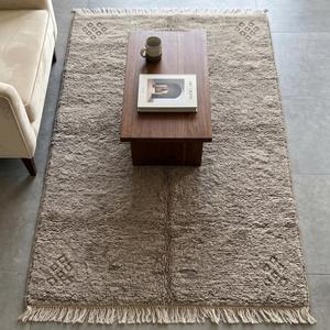 Tapis rectangulaire de luxe en laine nouée à la main, à franges, doux et moelleux, motif floral classique, à poils plats, durable, pour chambre et salon - Product Image 6