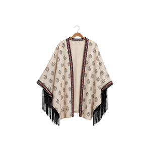 Ensemble Kimono Traditionnel Long pour Femme, Imprimé Floral Géométrique, en Polyester, Coupe Ample, pour l'Automne, Tenue Quotidienne, Abaya à Manches Longues - Product Image 4