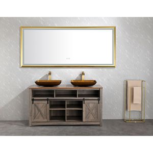 Specchio da Bagno a LED da Parete 84 x 48 Pollici con Cornice in Alluminio, Antiappannamento, Memoria, 3 Colori, Dimmerabile a Regolazione Continua - Product Image 2
