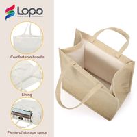 Livraison rapide, sacs de courses écologiques personnalisés en toile de jute blanche, grande taille, avec poignée supérieure souple