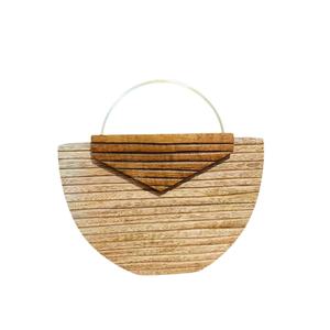 Bolso de mano de lujo de madera con asa semicircular de latón, bolso de mano de diseñador para fiestas, bodas y eventos nocturnos. - Product Image 1