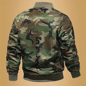 Customized <b>Men's</b> Street Wear Bomber <b>Jackets</b> <b>Camo</b> Design Zipper Up Windproof Long Sleeves Autumn Winter Bomber <b>Jackets</b> - Product Image 2