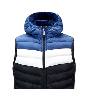 Fabricants de vêtements, logo personnalisé, veste sans manches à capuche rembourrée en duvet, veste d'hiver décontractée pour hommes, veste sans manches rembourrée - Product Image 4