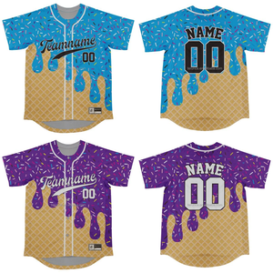 Ensemble de maillots de baseball personnalisés en gros pour équipes, tenue de sport par sublimation, uniforme de club de baseball avec motif crème glacée - Product Image 3