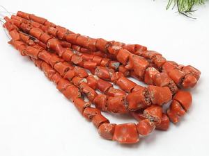 Cuentas de Coral Rojo Italiano, Lisas y Pulimentadas, Forma Irregular de Pepita, Tubo de Piedra de 16 Pulgadas, 10-15 mm de Largo, Certificado por Terceros - Product Image 6