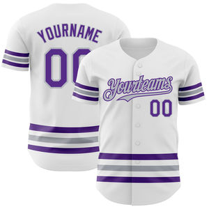 Camiseta de Béisbol Yourteams para Hombre, Manga Corta, Rayas Blancas, Moradas y Grises, Transpirable, Poliéster, Corte Regular, Unisex para Adultos - Product Image 2
