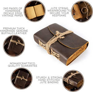 Handmade Vintage A4/A5 Journal in Genuine Leather Antique Style Deckle Edge Hardcover Best Gift Planner - Product Image 2