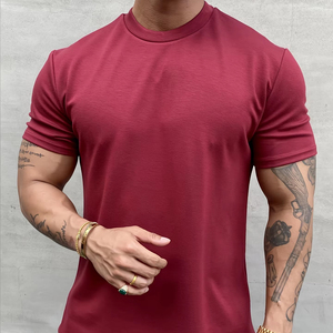 Camiseta de Entrenamiento de Algodón Jersey de Alta Elasticidad para Hombre, Lisa, Informal, de Corte Regular, Secado Rápido y Transpirable - Product Image 4
