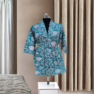 Nuevo Kimono de Algodón Puro con Estampado Floral Natural y Ecológico, Bata de Baño para Mujer, Ropa de Dormir Suave para Verano - Product Image 4