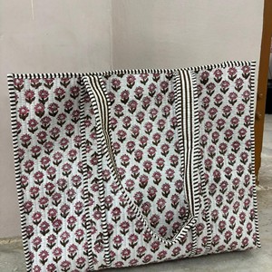Sacs de rangement en coton 100% imprimés à la main, style traditionnel indien et campagnard français, grande capacité - Product Image 4