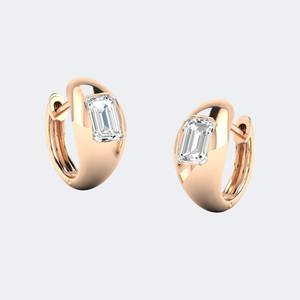 Pendientes de Aro Anchos de Lujo con Diamantes Brillantes Cultivados en Laboratorio, Corte Esmeralda, 1.00CTW, Certificados por IGI, en Oro de 9K - Product Image 3