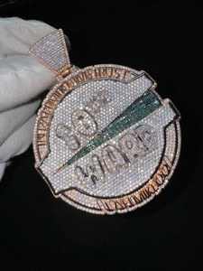 Nouveau Collier Pendentif Personnalisé en Moissanite D VVS1 Taille Baguette, en Argent Massif 925, Bijoux Hip-Hop, Breloque Diamant Glacé Unique - Product Image 2