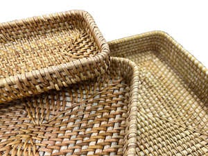 Bandejas Flotantes para Desayuno al por Mayor, Bandejas Rectangulares de Ratán Tradicionales Premium de Vietnam con Borde Alto, Juego de 3 para Suministro a Hoteles y Hogares - Product Image 4