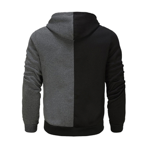 Sweat à capuche zippé intégral pour homme, coupe ample, printemps, bicolore, avec empiècements contrastants, style streetwear, personnalisable par broderie et impression, vente en gros B2B - Product Image 3