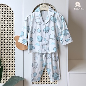 ชุดนอนเด็ก SeunKids ลายสัตว์เลี้ยง แขนยาว เนื้อผ้านุ่ม วิสโคส ผลิตในเวียดนาม - Product Image 4
