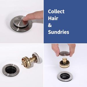 Robinet de lavabo de salle de bain à 2 poignées, entre-axe de 4 pouces, finition nickel brossé, avec vidange et trop-plein, robinets de bain et de douche à 2 entrées - Product Image 6
