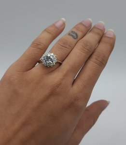 Snowflake 2.65 CT <b>Cushion</b> Cut Lab Grown Diamond <b>Ring</b> in 18K Silver Rhodium Plated | Women's Engagement <b>Wedding</b> <b>Ring</b> - Product Image 2