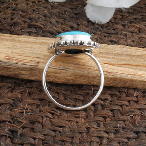 Bague de mariage en argent sterling avec turquoise naturelle, pierre bleue, vente en gros, bijoux authentiques, bague classique bohème pour femme - Product Image 6
