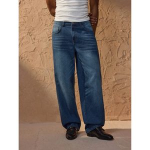 Trending DX Blue Modern <b>Funky</b> Mid Straight Fit Mens Whishker Washed Denim Jeans Eco Friendly Breathable Street Wear 100% Cotton - Product Image 5