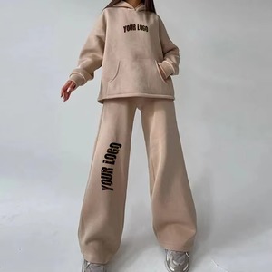 Ensemble deux pièces chic pour femme : pantalon évasé tissé à capuche zippé et taille haute, idéal automne-hiver - Product Image 5