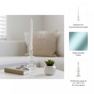 Porte-bougie en verre design moderne, bougeoir décoratif en verre, options de personnalisation pour la décoration de table - Product Image 5