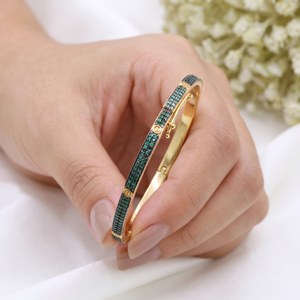Best Selling 925 Sterling Silver Designer Gold Plated Bracelet Handmade with Green Cubic Zircon Stone Beads Wholesale Jewelry - Product Image 4