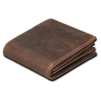 Dompet Pendek Pria Buatan Tangan Gaya Sederhana dari Kulit Crazy Horse Ramah Lingkungan dengan Pola Titik PVC dan Lapisan PVC