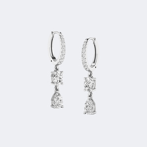 ต่างหูเพชรทรงหยดน้ำแบบ Huggie Linear ประดับเพชรแบบ Mix Cut น้ำหนักรวม 1.40 กะรัต - Product Image 5