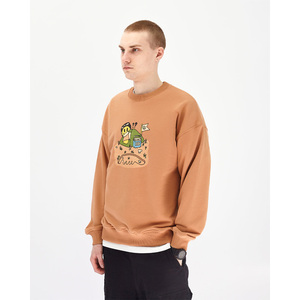 Sweat-shirt ample à col rond pour hommes, imprimé de dessins animés, manches longues, haut décontracté marron - Product Image 6