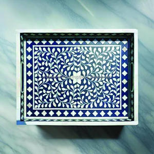 TerraFrame Rectangular Bone Inlay Tray | Handcrafted Tray in Modern Boho Pattern for Elegant Serving, Styling & Home Accents - Product Image 6