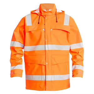 Vestes de travail bicolores en polycoton printemps-automne à faible MOQ, avec bandes réfléchissantes haute visibilité, pour aéroport, marque privée - Product Image 6