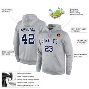 Custom Wholesale Stitched Gray <b>Navy</b> White Sports Pullover Sweatshirt Hoodie Embroidery Fleece Breathable Team Training Wear - Product Image 2