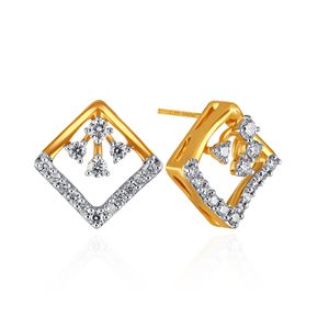 Pendientes de Diamantes Cuadrados Quadra Glow, Oro Amarillo de 18K, Diamantes Cultivados en Laboratorio, Marco Geométrico Pavé, Joyería Fina para Mujer - Product Image 2