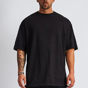 T-shirt noir ample à manches courtes et col rond pour homme, style streetwear uni - Product Image 5