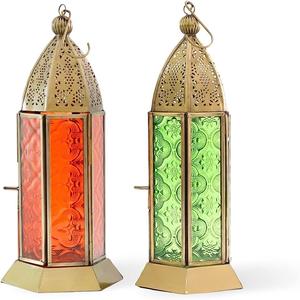 Faroles decorativos multicolor para mesa con diseño marroquí grabado a mano para decoración del hogar, decoración de habitaciones, jardín y decoración festiva. - Product Image 1