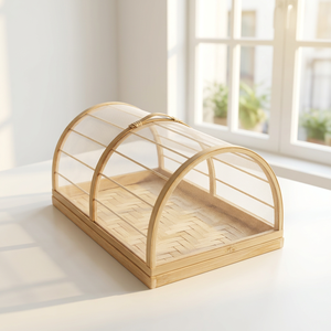 Juego de cubiertas y bandejas de bambú natural tejido para alimentos, para almacenamiento en cocina, decoración de restaurantes, antiinsectos, para pedidos al por mayor - Product Image 3