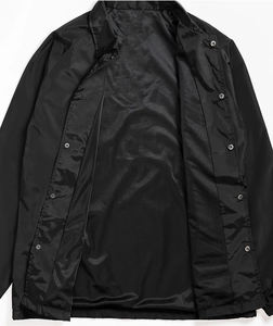 Nylon Hip Hop Street Wear Plain <b>Black</b> Jacket Waterproof Lightweight <b>Windbreaker</b> for Men - Product Image 2
