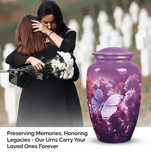 Pink Butterfly Decorative Urn Pink Cremation <b>Ashes</b> <b>Keepsake</b> Urn 200 Cubic Inch Capacity Funeral - Product Image 3