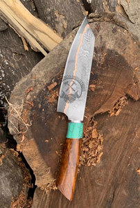 NEW FRIEND INDUSTRIES Cuchillo de Cocina de Cobre Damasco Hecho a Mano de Alta Calidad, con Mango Turquesa, Hoja de 8 Pulgadas y 3mm de Grosor, Última Tendencia - Product Image 5