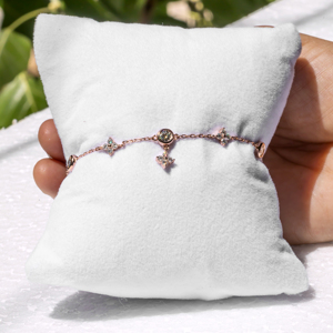 Bracelet élégant en or rose avec diamants ronds taille brillant, bijoux romantiques pour femme, ensemble cadeau de luxe pour tous les jours - Product Image 3