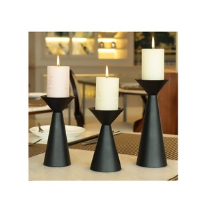 <b>Tall</b> Matte Black Pillar Candlestick Set Decorative Iron Candle Holders for <b>Table</b> Modern Minimalist Stands for Wedding Mantel - Product Image 2