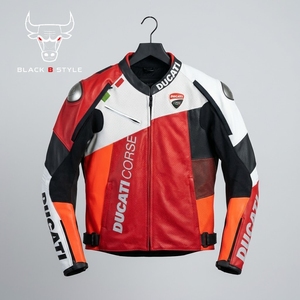 เสื้อแจ็คเก็ตหนังสำหรับขี่มอเตอร์ไซค์ Ducati Corse สำหรับผู้ชาย ระบายอากาศได้ดี แขนยาว สีแดง ขาว ดำ พร้อมอุปกรณ์ป้องกัน ชุดขี่มอเตอร์ไซค์ - Product Image 6